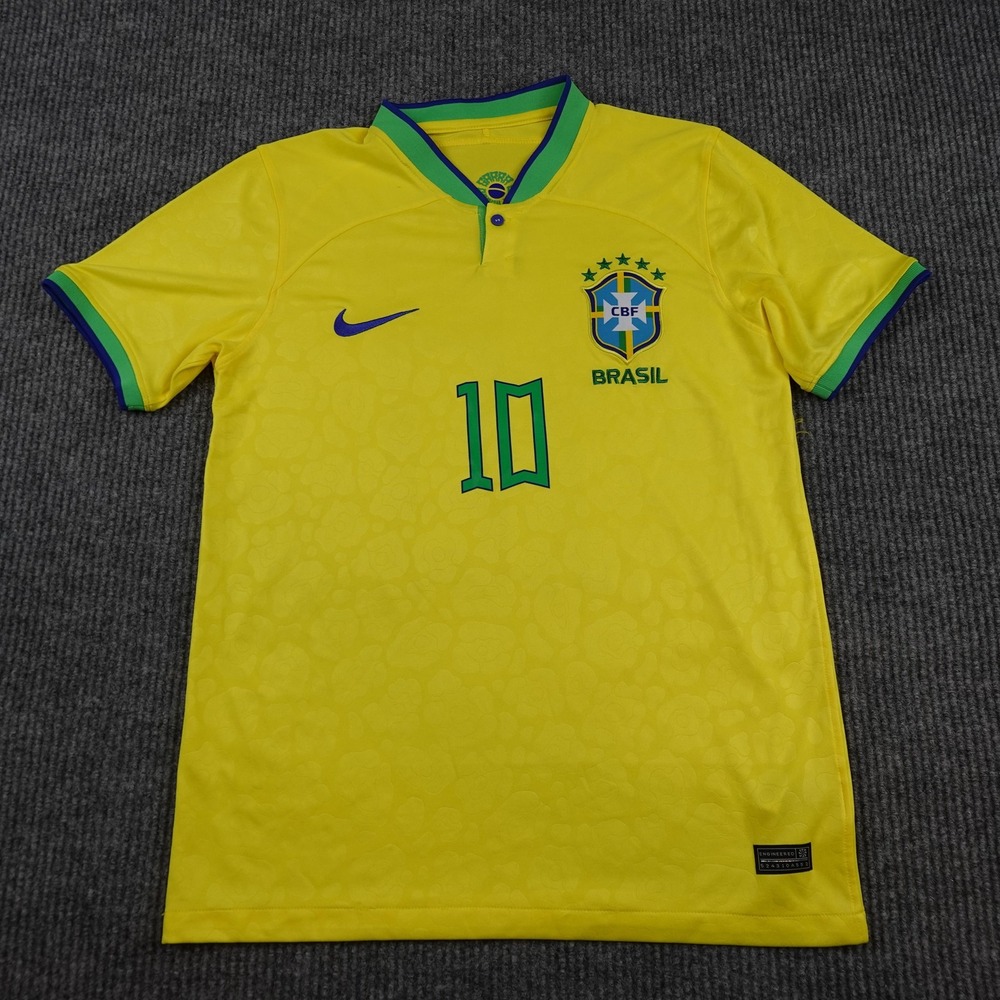 Brazil National Team Jersey Mens Medium Yellow Soccer Nike Dri Fit Neymar 10
